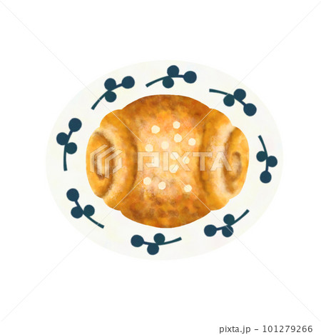 お皿に乗ったシナモンロールの手描きイラスト1 お皿に乗ったシナモンロールの手描きイラスト1 101279266