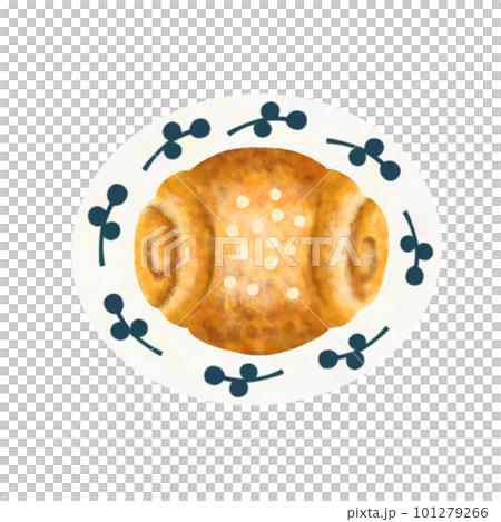 お皿に乗ったシナモンロールの手描きイラスト1 お皿に乗ったシナモンロールの手描きイラスト1 101279266
