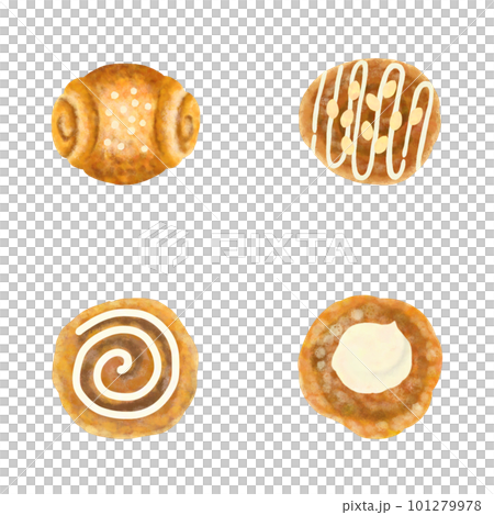 Hand drawn illustration set of delicious cinnamon rolls 101279978