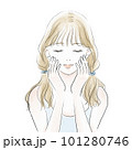 肌ケア後の保湿の浸透を促している女性 肌ケア後の保湿の浸透を促している女性 101280746