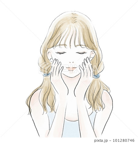 肌ケア後の保湿の浸透を促している女性 101280746