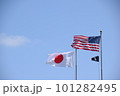 青空にはためく日米の国旗 101282495