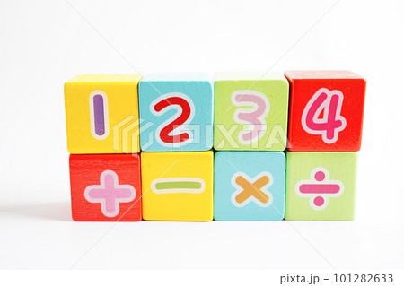 Number wood block cubes for learning Mathematic, education math concept. Number wood block cubes for learning Mathematic, education math concept. 101282633