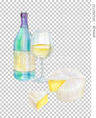 ワインとチーズのセット　水彩イラスト 101282732