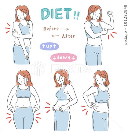 ぽっちゃりした体型が気になる女性のイラスト素材 ぽっちゃりした体型が気になる女性のイラスト素材 101282949