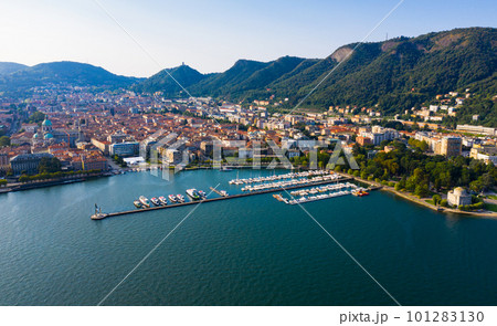 Panoramic view from the drone on the city Como.  101283130