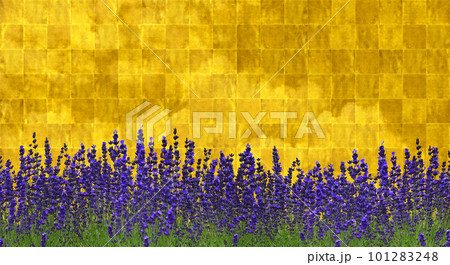 ラベンダー増量!現代風琳派アートの背景に、雲の光沢を加えて ラベンダー増量!現代風琳派アートの背景に、雲の光沢を加えて 101283248