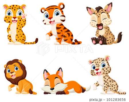 Cute wild animals cartoon collection 101283656