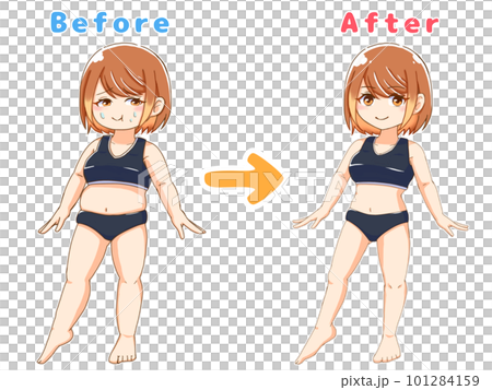 ダイエットした女性のイラスト ダイエットした女性のイラスト 101284159