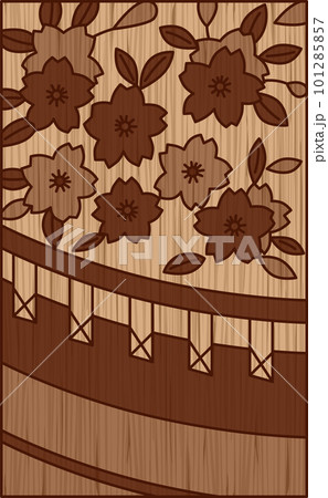 木彫り風花札 幕 弥生 桜 3月 桜に幕 木彫り風花札 幕 弥生 桜 3月 桜に幕 101285857