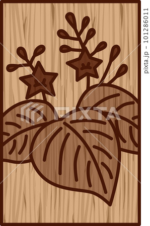 木彫り風シンプル花札 師走 桐 12月 桐のカス 木彫り風シンプル花札 師走 桐 12月 桐のカス 101286011