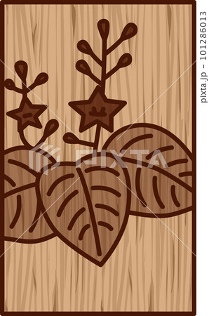 木彫り風シンプル花札 師走 桐 12月 桐のカス 木彫り風シンプル花札 師走 桐 12月 桐のカス 101286013