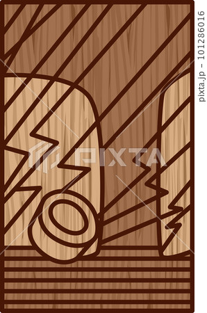 木彫り風シンプル花札　霜月　栃　11月　栃のカス 101286016