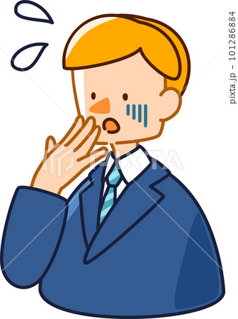 ベクターで描いた可愛いビジネスマンの男性のイラスト_慌てている男性 ベクターで描いた可愛いビジネスマンの男性のイラスト_慌てている男性 101286884