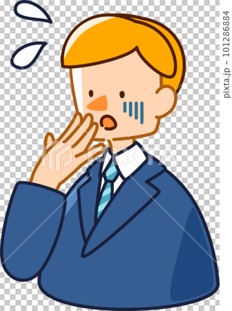 ベクターで描いた可愛いビジネスマンの男性のイラスト_慌てている男性 ベクターで描いた可愛いビジネスマンの男性のイラスト_慌てている男性 101286884