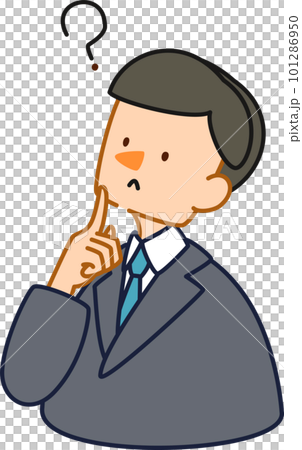 矢量圖的一個可愛的商人男人 _ 有疑問的人 矢量圖的一個可愛的商人男人 _ 有疑問的人 101286950