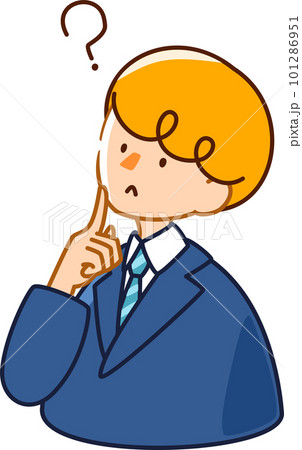 ベクターで描いた可愛いビジネスマンの男性のイラスト_疑問を持っている男性 ベクターで描いた可愛いビジネスマンの男性のイラスト_疑問を持っている男性 101286951