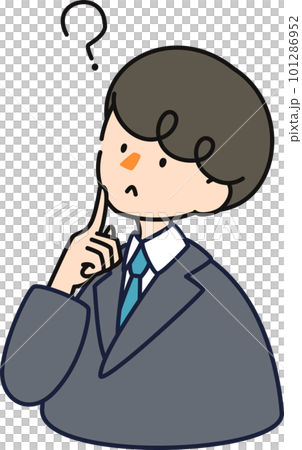 ベクターで描いた可愛いビジネスマンの男性のイラスト_疑問を持っている男性 101286952