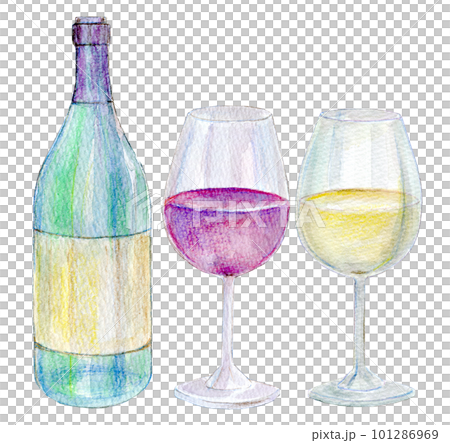 赤ワインと白ワイン　水彩イラスト 101286969