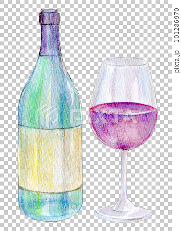 赤ワインと白ワイン　水彩イラスト 101286970
