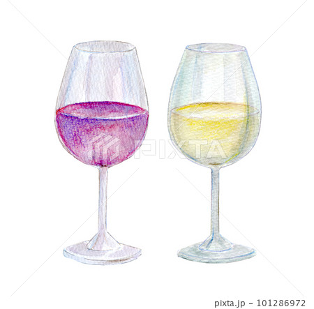 赤ワインと白ワイン　水彩イラスト 101286972