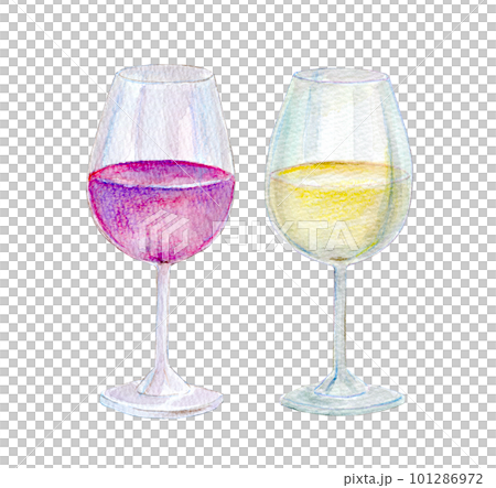 赤ワインと白ワイン　水彩イラスト 101286972