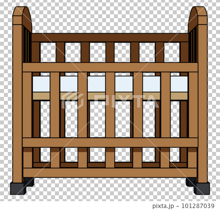 Illustration of an open crib viewed from the front 101287039