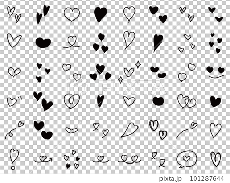 Easy-to-use hand-drawn heart set cute black Easy-to-use hand-drawn heart set cute black 101287644