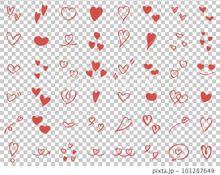 Easy-to-use hand-drawn heart set cute red Easy-to-use hand-drawn heart set cute red 101287649
