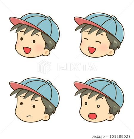 帽子をかぶった男性の表情4種 101289023