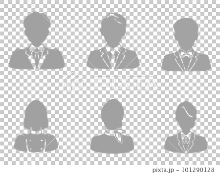 Set of silhouettes of men and women in hotel industry uniforms 101290128