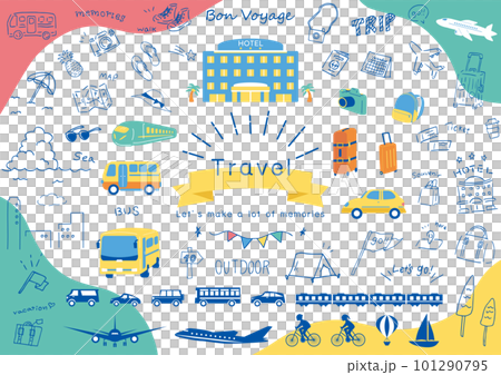 Illustration material collection that is easy to use for travel Illustration material collection that is easy to use for travel 101290795