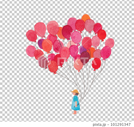 風船を持つ子供のイラスト素材 [101291347] - PIXTA
