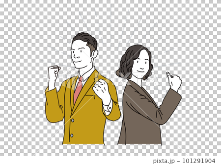Male and female business people doing guts pose 101291904