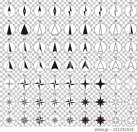 A set of direction icons and compasses (direction magnets) A set of direction icons and compasses (direction magnets) 101292028