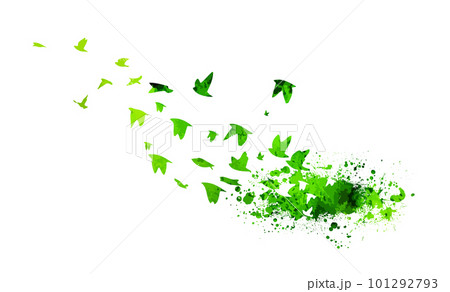 A flock of flying birds. Free birds green. abstraction birds flying from blots . Vector illustration A flock of flying birds. Free birds green. abstraction birds flying from blots . Vector illustration 101292793