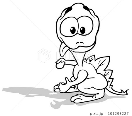 Drawing of a Funny Dinosaur with a Tongue out 101293227