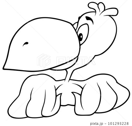 Drawing of a Sitting Parrot with a Big Beak 101293228