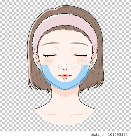 Uゾーン　目を閉じたヘアバンドをつけた女性　スキンケア 101293352