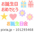 フェルトに刺繍をした様な誕生日祝い用のグラフィックセット 101293468