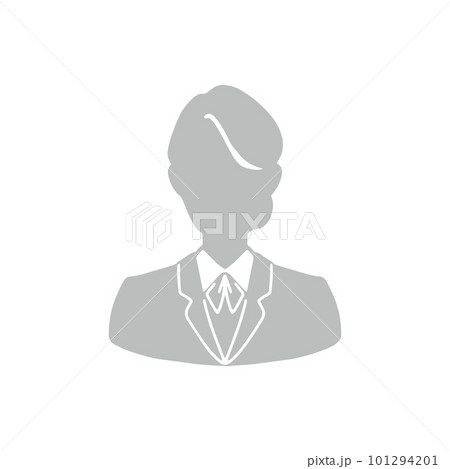 スーツにシニヨンの女性責任者シルエットイラスト　グレー 101294201
