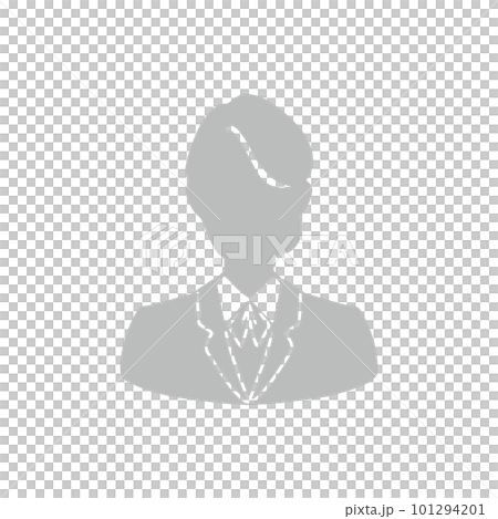 スーツにシニヨンの女性責任者シルエットイラスト　グレー 101294201