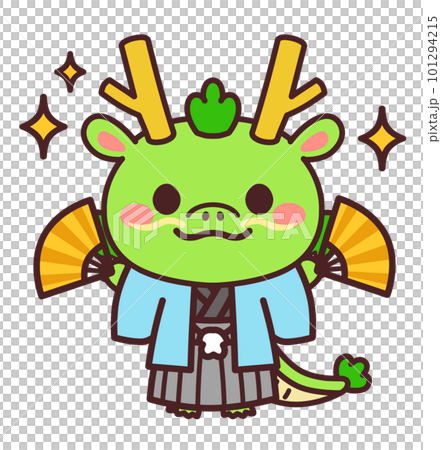 両手に扇子を持った辰のかわいいキャラクター 着物 イラスト素材 両手に扇子を持った辰のかわいいキャラクター 着物 イラスト素材 101294215