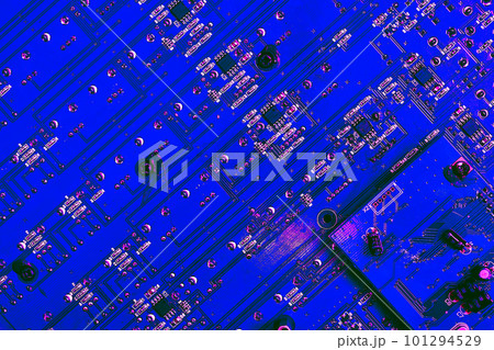 Blue and pink printed radio electronic circuit board 101294529