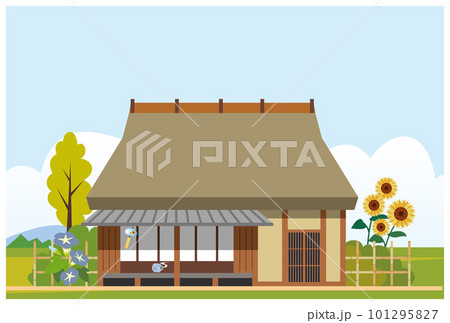 日本の夏　田舎の古民家屋背景 101295827