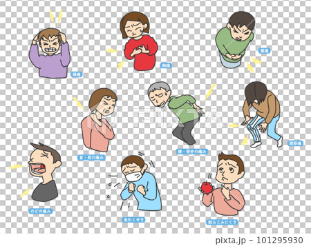 男性女性症状セット2 痛みと喉の症状 男性女性症状セット2 痛みと喉の症状 101295930