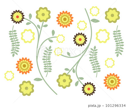 北欧風の花柄のイラスト組み合わせ 北欧風の花柄のイラスト組み合わせ 101296334