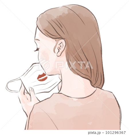 マスクに口紅がつく女性 マスクに口紅がつく女性 101296367