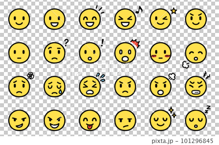 Face icon set with various expressions Wired, color Face icon set with various expressions Wired, color 101296845