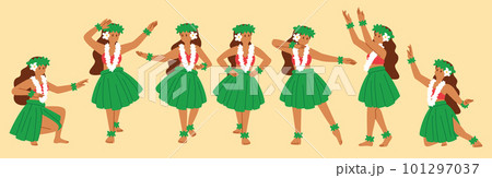 フラダンスを踊る女性たち フラダンスを踊る女性たち 101297037